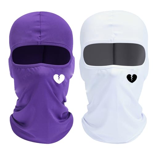 2 unidades Balaclava integral para hombre, para ciclismo, esquí, senderismo, caza, táctico, militar y motocicleta (morado + blanco) miniatura 1