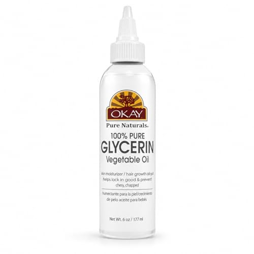 OKAY 100% Pure Glycerin Vegetable Oil - Natural Cleansing for Hair, Skin and Face, Liquid Glycerin to Moisurize and Hydrate for Women and Men - 6 Fl Oz (Pack of 1)