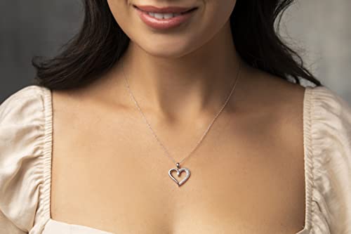 Natalia Drake Double Row 1/4 Cttw Diamond Heart Necklace For Women In Rhodium Plated Sterling Silver (Color H-I/Clarity I1-I2) #TOP1