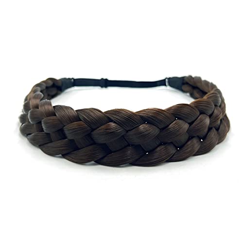 TOECWEGR 5 Strands Synthetic Hair Braided Headband Hairpiece Classic Chunky Wide Plaited Braids ElasticMulti Color Headband Ladies Beauty Hair Accessories