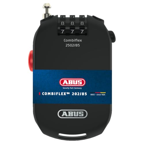 ABUS Spezialschloss Combiflex 2502/85 - Geeignet als Gepäcksicherung, Skischloss, Helmsicherung - 85 cm Stahlkabel - mit Zahlencode - Schwarz