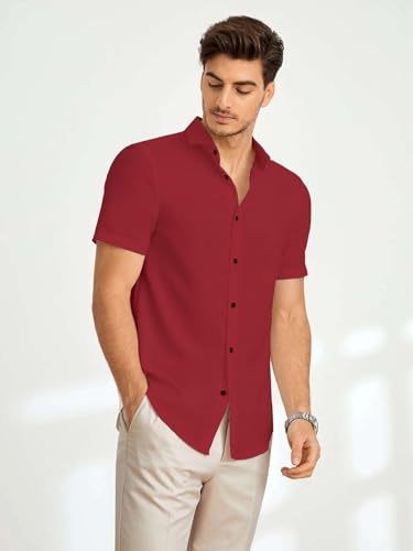 Image of TAGDO Men's Casual Shirt|| Solid Shirt|| Half Sleeve (5160)