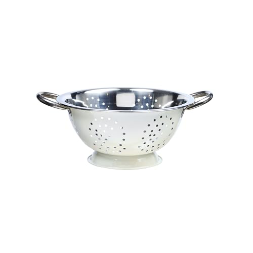 Image of Buckingham Premium Deep Colander Strainer Cream for Draining Rinsing & Straining Stainless Steel Multipurpose Kitchen Tool for Washing Pasta & Vegetables 24 cm 2.3 litres