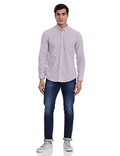 Image of Marks & Spencer Men's Regular (Shirt Burgundy Mix 18.5)