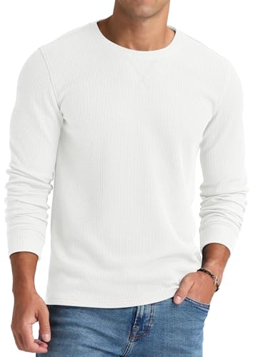 NITAGUT Mens Waffle Crewneck Shirts Slim Fit Long Sleeve Casual T-Shirt3
