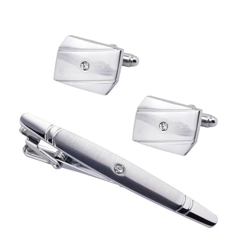 XSDIAQG 電着シルバー ドット ダイヤモンド ビジネス タイクリップ カフス セット 外国貿易 メンズ フレンチ