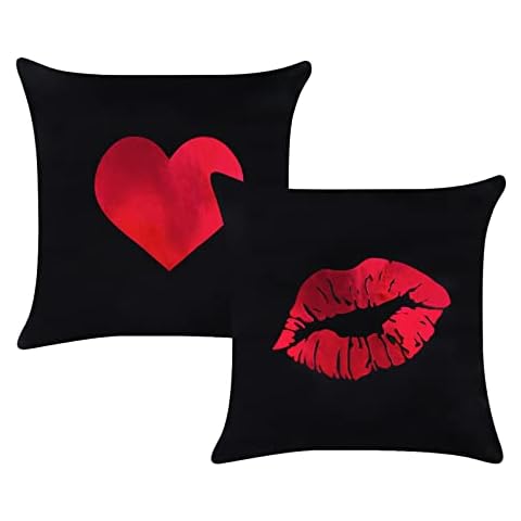 Bonhause Fundas de Cojín Corazón Labios 45x45cm Cover