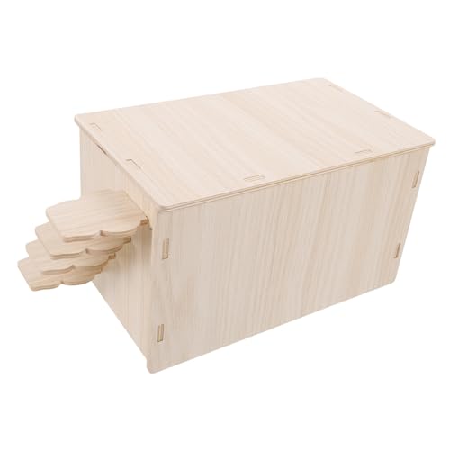 TOYANDONA Casa de Madera Maciza para Hámster y Cobayas con Escalera Escondite Versátil para Descanso y Adecuada para Pequeños Roedores y Mascotas Pequeñas