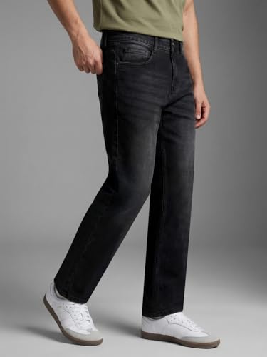 Image of Urbano Fashion Men's Relaxed Fit Washed Denim Jeans Non-Stretchable
