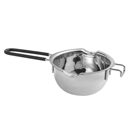 Cuenco para derretir chocolate, crisol de mantequilla | Crisol de cera | Olla de acero inoxidable de 400ml con mango de silicona resistente al calor para mantequilla, caramelo, mantequilla, queso, fab