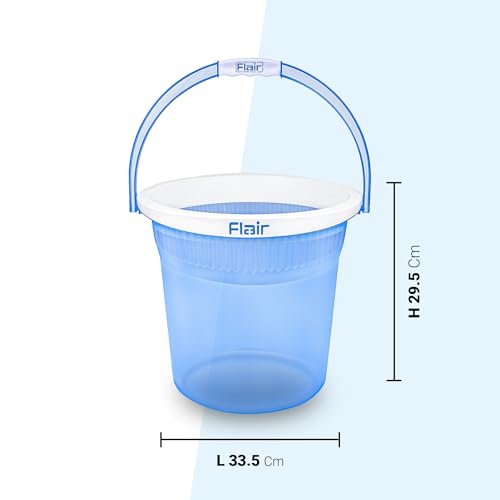 Image of FLAIR Estella Crystal 14 LTR T.Blue Set of 3 I Plastic Bathroom Bucket | Strong and Durable Water Storage Bucket | Sturdy and Easy Grip Handle | Ideal for Bathing and Everyday Use