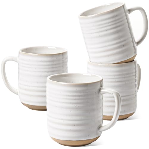 LE TAUCI Coffee Mugs 12 oz, Ceramic Mug Set, Housewarming Wedding Gift, Coffee Cups for Latte, Hot Tea, Cappuccino, Mocha, Cocoa – Set of 4, Arctic White