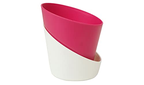 Image of Harshdeep Self Watering Flower Pots for Home - Atlantis - Indoor Outdoor Livingroom Patio Tabletop Decorative Plastic Planter 4 Inch Set of 5 (Dark Pink)