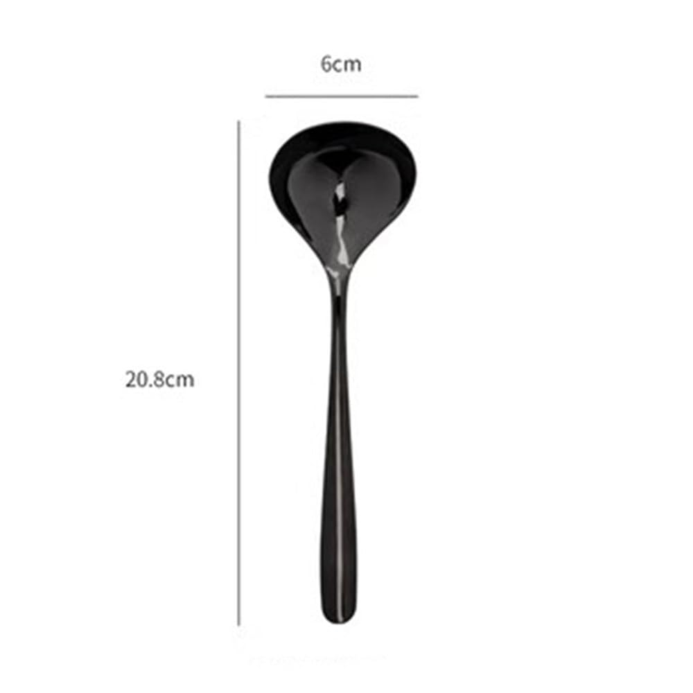 Suppenkelle for die Küche, Suppenkelle aus Edelstahl, Suppenkelle mit langem Griff, Suppenkelle for den Haushalt, for Kochen(Noir)