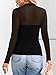 LILLUSORY Womens Long Sleeve Mesh Tops Mock Neck See Through Lace Shirts Sheer Going Out Sexy 2025 Fall Fashion Outfits Black S