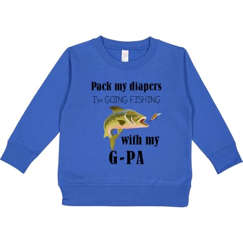 inktastic Pack My Diapers I Am Going Fishing with G-Pa Toddler Sweatshirt 4T Royal 425a6