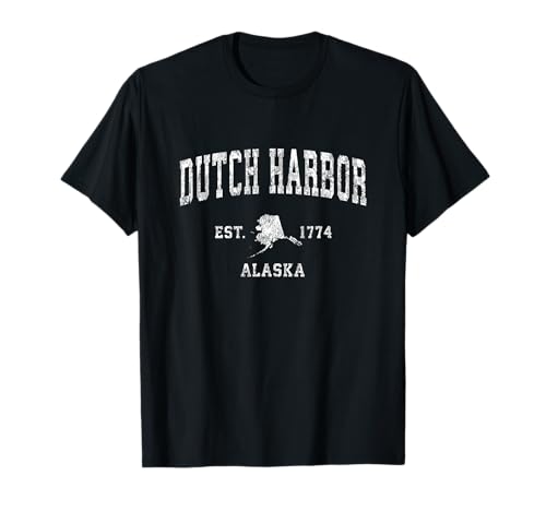 Dutch Harbor Alaska AK Vintage Athletic Sports Design T-Shirt