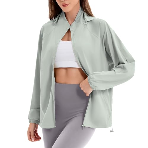 women39s upf 50 sun protection jacket cooling sun shirt lightweight athletic hoodie with zipper pockets outdoor