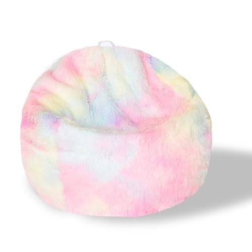 BCU Bean Bag Chairs for Kids and Adults Without Filler (Cover Only) Comfy Plush Fluffy Bean Bag Chair Cover Lazy Sofa Cover for Bedroom Living Room, Multicolored