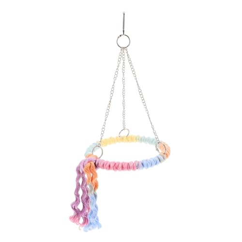 ibasenice Bird Swing Cotton Rope Ring for Parrots and Birds Easy to Install with Hooks Promotes Exercise and Activity Versatile Perch Cages and Stands