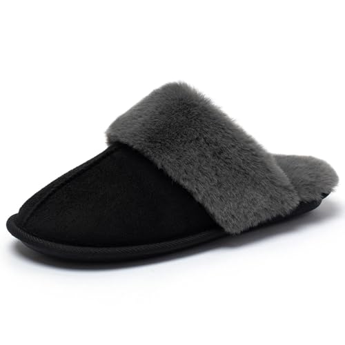 katliu Women's Cozy Plush House Slippers Closed Toe Soft Fuzzy Slippers Memory Foam Indoor Slippers Winter Warm