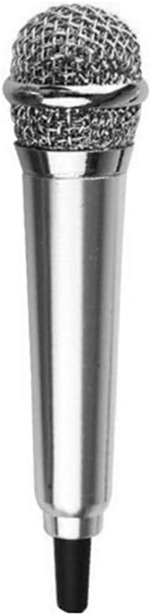 Silver Mini Singing Mic Phone Karaoke Mic Singing 3.5mm Condenser Microphone Mini Handheld Microphone for Mobile Phone Laptop Notebook Handheld Wireless Microphones