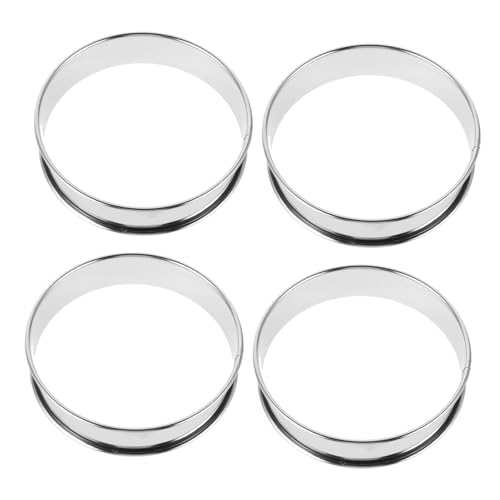OFFSCH 4個 イングリッシュマフィン型ステンレス製 耐変形焼き型リング 均一加熱でパンケーキ タルト 卵料理に 家用精密成形補助ツール