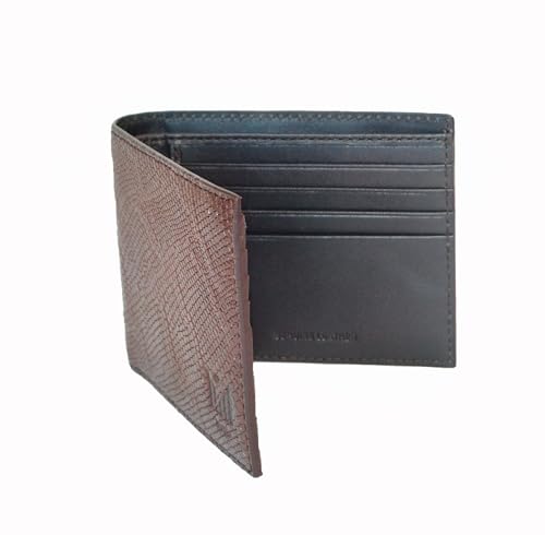 Premium Leather Bifold Wallet, Python Print, 8 Card Slots, 2 Cash Slots, RFID Blocking, 4.5 x 3.5 inches (Brown)3