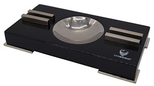 GERMANUS Cenicero de madera para 2 puros, color negro