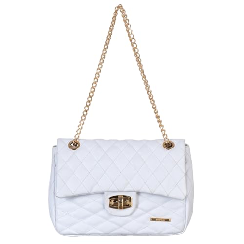 Bolsa Feminina Matelasse Corrente Pequena Couro Sifra (BRANCO OURO)