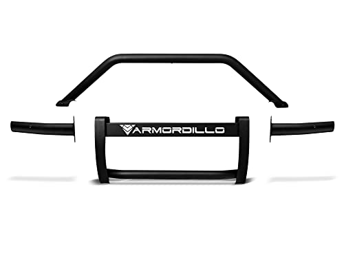 Image of Armordillo AR Pre-Runner Guard Compatible With 2022-2024 Chevy Silverado 1500 Pickup Truck|8724187|Matte Black|Round Tube|Modular Steel Bumper Grille Guard