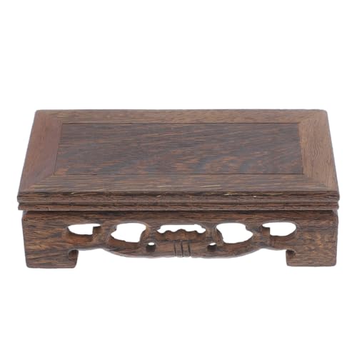 MAGICLULU Base de Madera de Ala de Pollo Tallada, Soporte Rectangular para Tetera Yixing, Pedestal Oriental Decorativo de 11x5x4 Cm, Soporte para Macetas de Bonsái y Objetos Artísticos