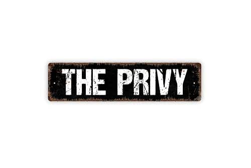 Amazon.com: The Privy Bathroom Restroom Metal Street Sign Plaque ...