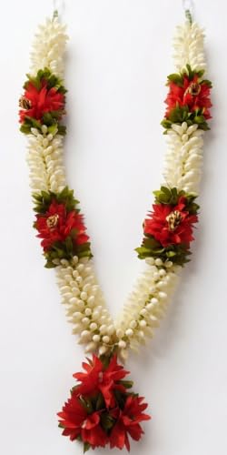 Best Janmashtami Decorations from Amazon India 40 Artificial Jasmine Flower Garland, White and Red, Reusable, for G...