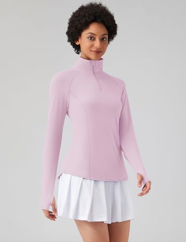 Image of LOMON Women Long Sleeve Shirts Sun Protection 1 /4 Zip Summer Quick Dry Hiking Shirts Quarter Zip Pullover for Women