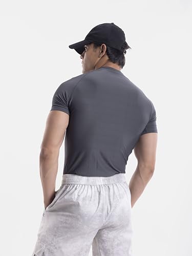 Image of COITONIC Men's Half Sleeve Compression T-Shirt - Athletic Base Layer for Gym, Sports & Fitness Training