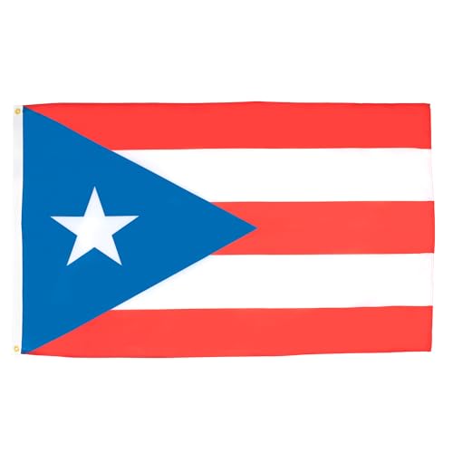 Image of AZ FLAG Set of 5 Puerto Rico Flags - 90 x 60 cm - Puerto Rican Flag 100% Polyester with Integrated Metal Eyelets