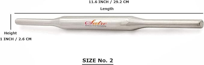Stainless Steel Rolling Pin/Belan for Kitchen, Steel Belan Size No. 2-1 Pcs