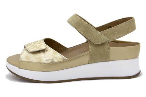 PieSanto - 250422 Sandalia Plantilla Extraíble Ante Metal Beig para: Mujer talla: 38