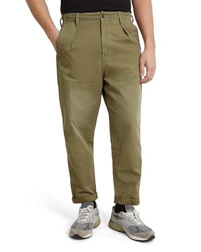 Pleated Chino Relaxed Tapered scuro smoke olive D24543-C962-B212 32W 32L uomo verde