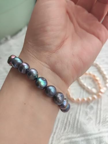 Image of Cultured Freshwater Bracelet Real Pearl Baroque Stretch 7 Inch, 8-9 mm For Women Girls Mother Gift