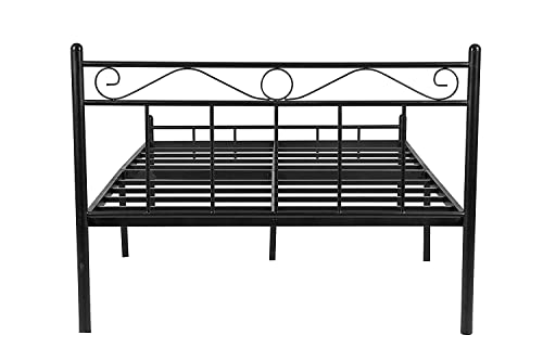 Image of Metallika London Queen Size Metal Bed (Glossy Finish, Dark Black) by FurnitureKraft (FK /DB /3121 Q R)