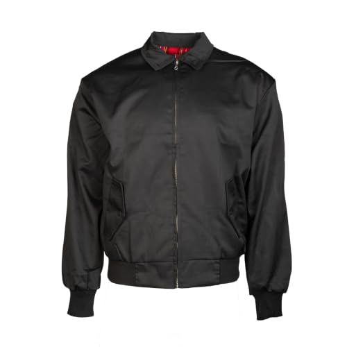 Mil-Tec Blouson 'English Style' Summer • Klassische Harrington Jacke mit Karo-Innenfutter • Übergangsjacke im Brit-Style • Leichte Pilotenjacke mit Strickbündchen • Schwarz
