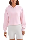 CRZ YOGA SoftAura Cropped Hoodies for Women - Long Sleeve Pullover Basic Workout Casual Hooded Sweatshirts Strawberry Pink X-Small