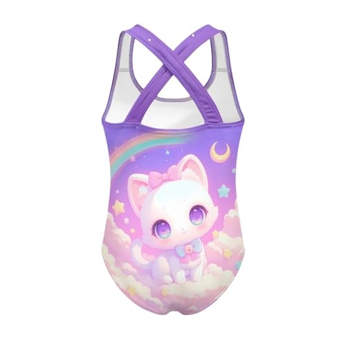 Image of Girls One Piece Swimsuits Teens Sleeveless Back Cross Strap Bathing Suit Kids Quick Dry Cute Beach Swimwear(5-14)