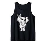 Cool Cartoon Elefante Rock Mano Signo Punk Mascota Gráfico Camiseta sin Mangas