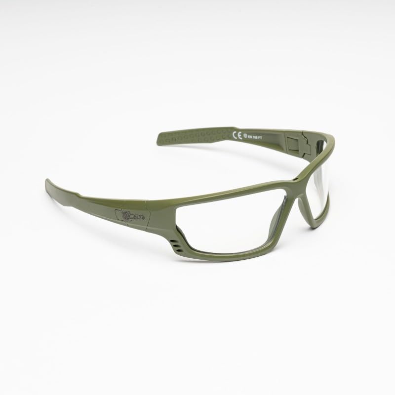 Genérico Conquer Eyewear Zypher, Gafas de Protección Tácticas, Montura Tan, Lentes Transparentes, CQSG001-RGT
