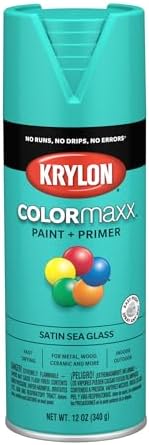 Krylon K05576007 COLORmaxx Spray Paint and Primer for Indoor/Outdoor Use, Satin Sea Glass, 12 Ounce (Pack of 1)