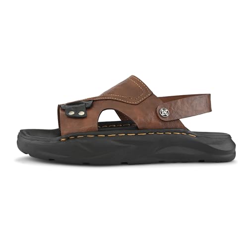 Image of Centrino Men's Sling Sandals | Stylish Strap Sandal with Grip Insole | Platform Comfort Sandal with Accent Pouch & Adjustable Strap| Comfortable Casual Footwear for Office, Travel & Walking (9578)