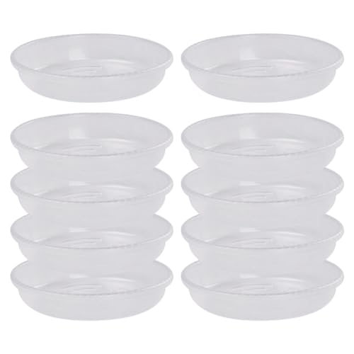 HugeDE 10 Pcs Plastic Plant Saucer Drip Trays Clear Flower Pot Trays Small Plant Plate Dishes Flower Saucer Plates Flower Drainage Pot Bases